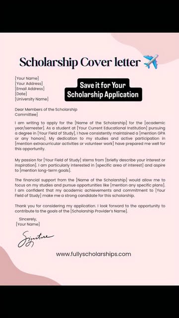 Scholarship Application cover letter template | scholarship