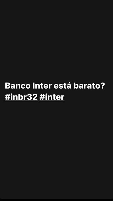 Banco #inter #inbr32 mais barato que os bancões?
Mesmo com