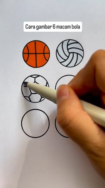 Cara mudah gambar 6 macam bola #tutorial #menggambar #gambar