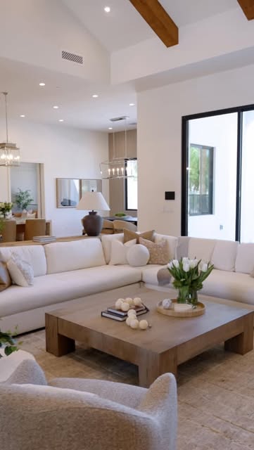We’re loving this oversized coffee table with its low, chunk
