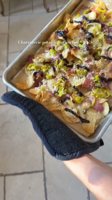 Charcuterie potato chip nachos.. yes please. My new go to ap