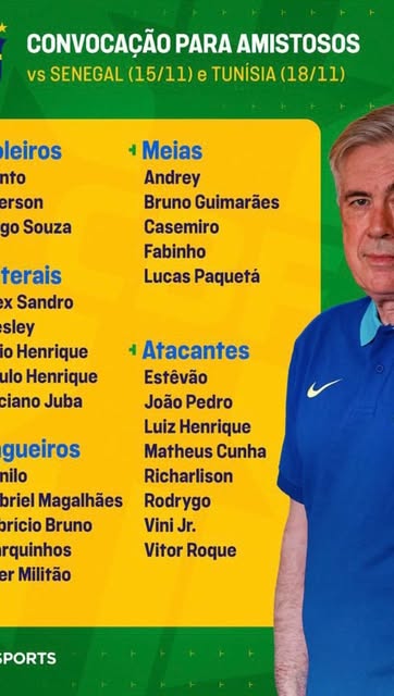 CONVOCAÇÃO DA SELEÇÃO BRASILEIRA! 🇧🇷
#futebolbrasileiro #