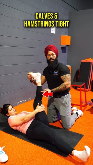 Post-workout hamstring stretch session with my client Kavi �