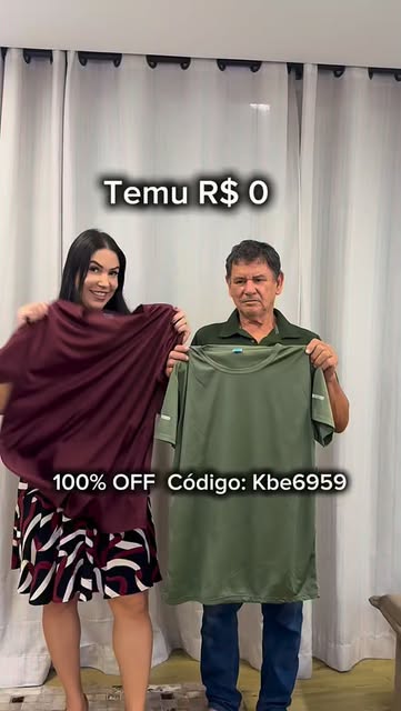 Usem meu código KBE6959 no app da Temu para produtos por R$0