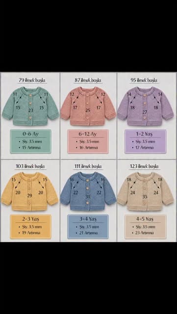 Yakadan başlamalı bebek hırka sayıları 🧶💚💛🤍🩷💙🩶💜🧡❤️�